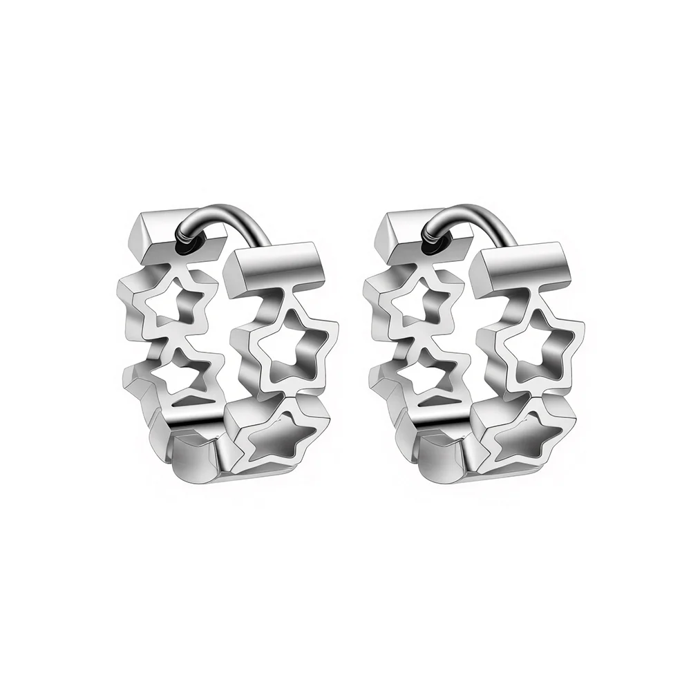 316L stainless steel star-shaped hollow-out design earrings 