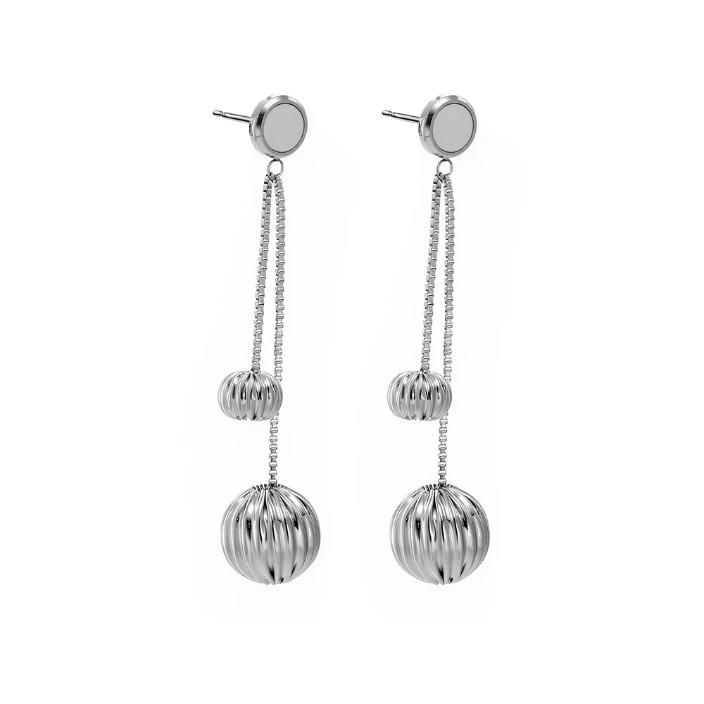 316L stainless steel threaded bead chain earrings with beaded ears 