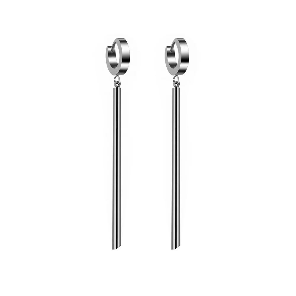 Titanium steel personalized and versatile geometric line neutral style earrings 
