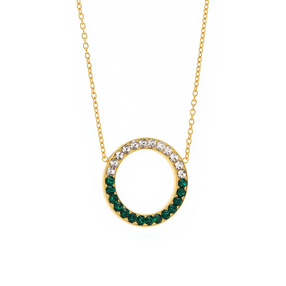 315L stainless steel European and American double-color gem necklace 