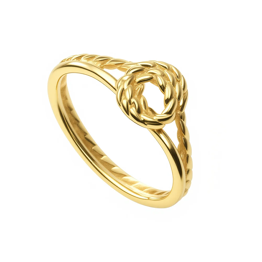 316L stainless steel gold-plated hollowed-out pattern design ring 