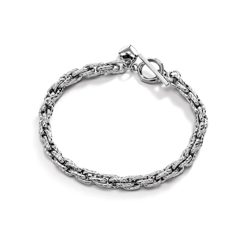 Silver woven European and American fashion titanium steel Fried Dough Twists chain jewelry 